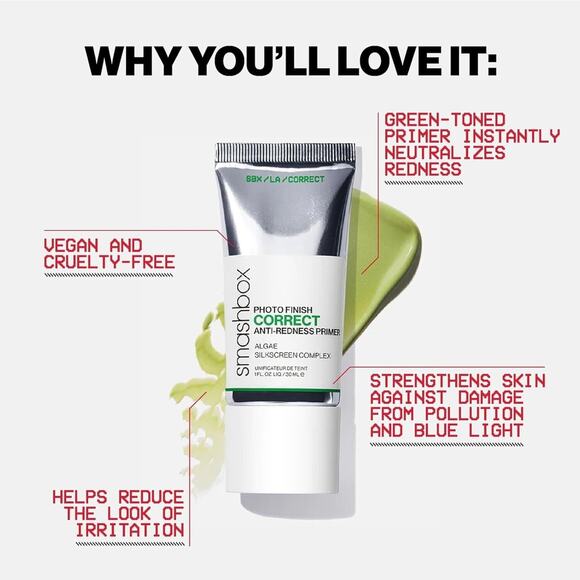 New Smashbox Photo Finish Correcting & Anti-Redness Makeup Primer Soothing .34oz - Picture 5 of 9